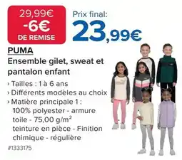 Costco Puma - ensemble gilet, sweat et pantalon enfant offre