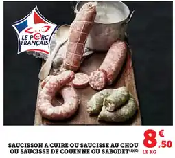 Super U Saucisson a cuire ou saucisse au chou ou saucisse de couenne ou sabodet offre