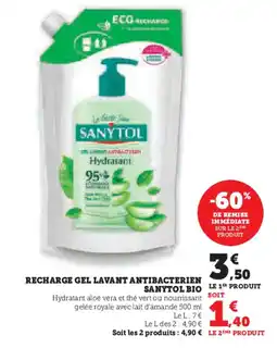 Hyper U SANYTOL BIO Recharge gel lavant antibacterien offre