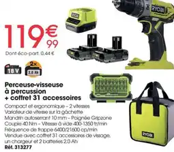 Brico Pro RYOBI Perceuse-visseuse à percussion + coffret 31 accessoires offre