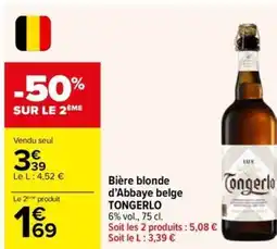 Carrefour Market TONGERLO Bière blonde d'Abbaye belge offre