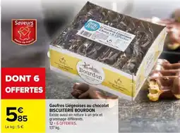 Carrefour Market BISCUITERIE BOURDONGaufres Liégeoises au chocolat offre