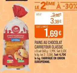 Match CARREFOUR CLASSIC Pains au chocolat offre