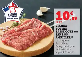 Hyper U Viande bovine basse cote sans os a griller offre