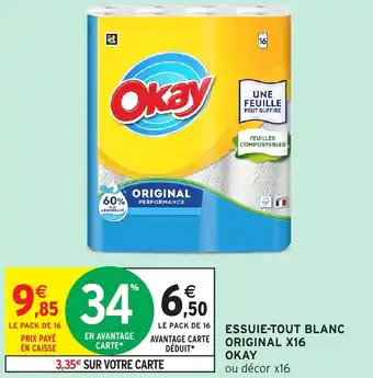 Intermarché Hyper OKAY Essuie-tout blanc original x16 offre