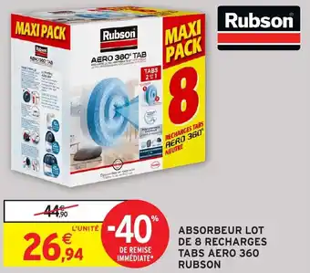 Intermarché Hyper Absorbeur lot de 8 recharges tabs aero 360 rubson offre