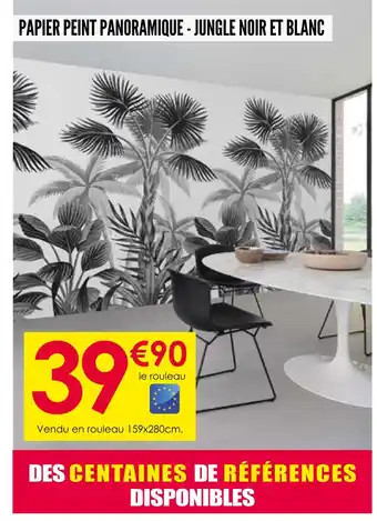 Décor Discount Papier peint panoramique - jungle noir et blanc offre