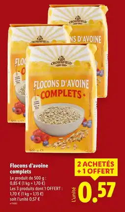 Lidl Crownfield Flocons d'avoine complets offre