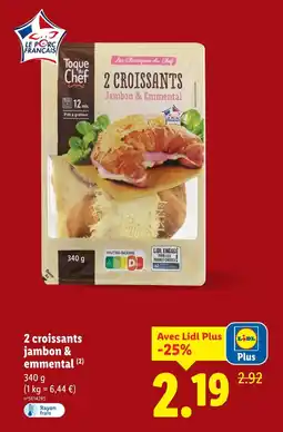 Lidl Toque du Chef 2 croissants jambon & emmental offre