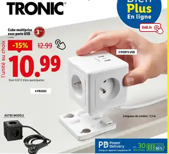 Lidl TRONIC Cube multiprise avec ports USB offre