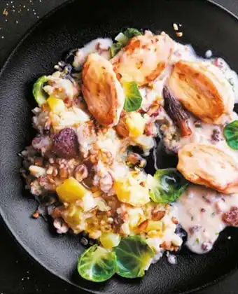 Chapon sauce au vin jaune et morilles