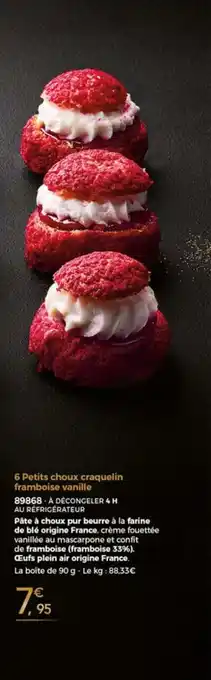 Thiriet 6 Petits choux craquelin framboise vanille offre