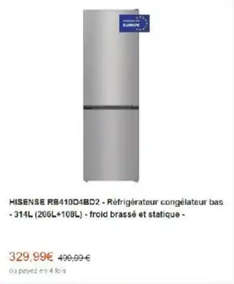HISENSE RB410D4B02 - réfrigérateur congélateur bas