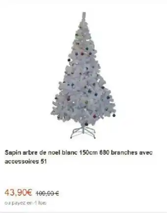 Sapin arbre de noel blanc 150cm