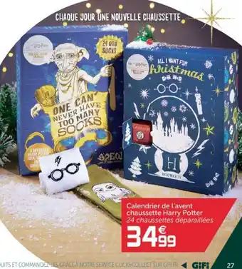 Gifi Calendrier de l'avent chaussette Harry Potter offre