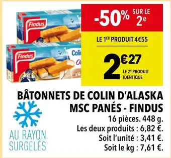 Supeco FINDUS Bâtonnets de colin d'alaska msc panés offre