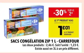 Supeco CARREFOUR Sacs congélation zip 1 l offre