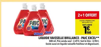 Supeco PAIC EXCEL Liquide vaisselle brillance offre