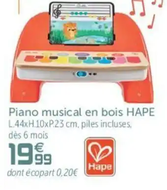 Gifi Piano Musical En Bois Hape offre