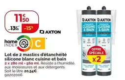 Weldom Axton - lot de 2 mastics d'etanchité silicone blanc cuisine et bain offre