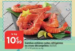 Bi1 Gambas entières cuites réfrigérées ou crues décongelées offre