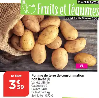 Bi1 Pomme de terre de consommation non lavée offre