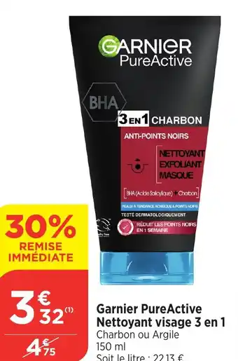 Bi1 GARNIER PureActive Nettoyant visage 3 en 1 offre