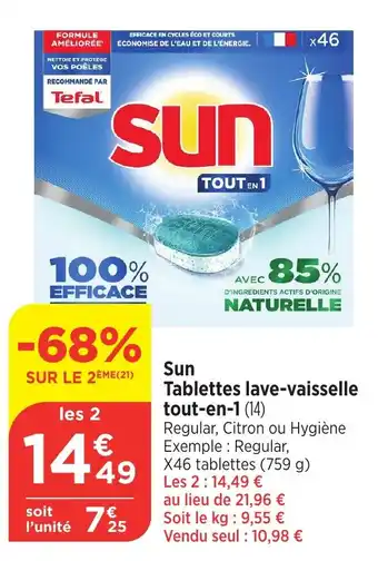 Bi1 SUN Tablettes lave-vaisselle tout-en-1 offre