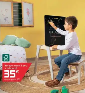 Gifi Bureau Malin 3 en 1 + Tabouret offre