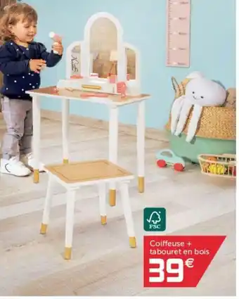 Gifi Coiffeuse + Tabouret En Bois offre