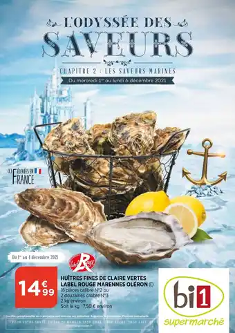 Bi1 Huîtres Fines de Claire Vertes offre