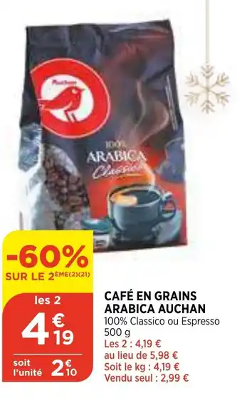 Bi1 Café en Grains Arabica Auchan offre