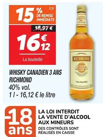 Netto RICHMOND Whisky canadien 3 ans offre