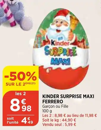 Bi1 Kinder Surprise Maxi Ferrero offre