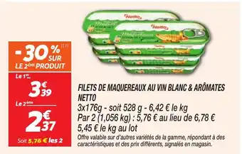 Netto NETTO Filets de maquereaux au vin blanc & arômates offre