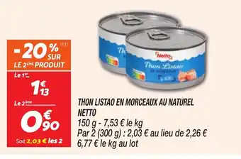 Netto NETTO Thon listao en morceaux au naturel offre