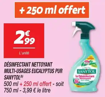 Netto SANYTOL Désinfectant nettoyant multi-usages eucalyptus pur offre