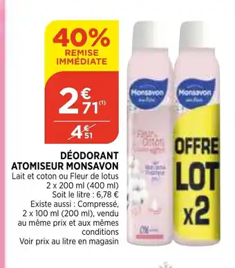 Bi1 Déodorant Atomiseur Monsavon offre