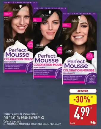 ALDI PERFECT MOUSSE DE SCHWARZKOPFⓇ Coloration permanente offre