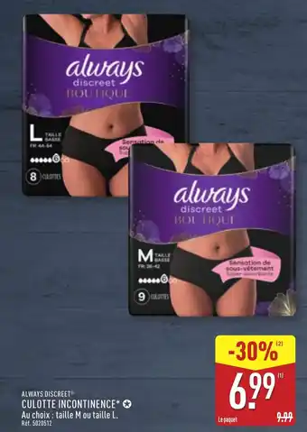 ALDI ALWAYS DISCREET® Culotte incontinence offre