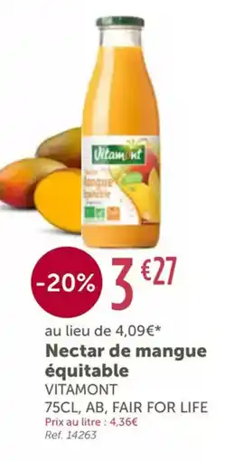 L'Eau Vive VITAMONT Nectar de mangue équitable offre