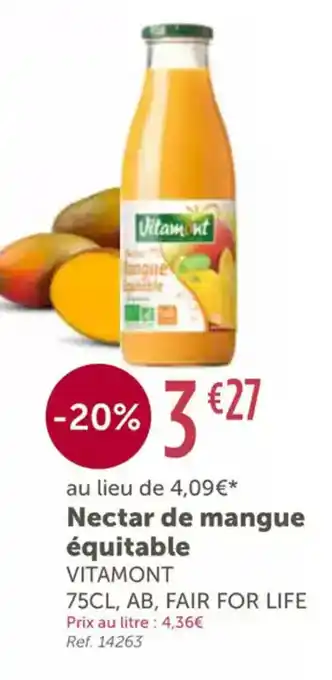 L'Eau Vive VITAMONT Nectar de mangue équitable offre