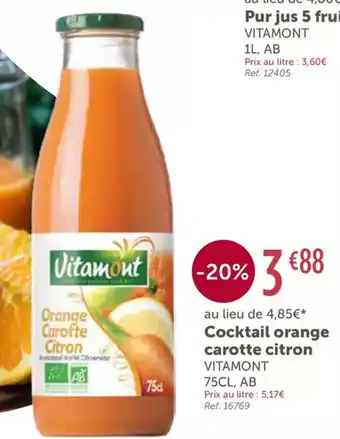 L'Eau Vive VITAMONT Cocktail orange carotte citron offre