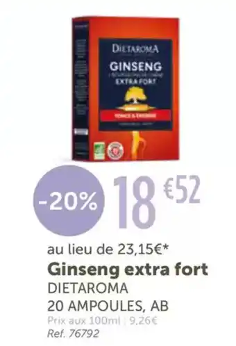 L'Eau Vive DIETAROMA Ginseng extra fort offre