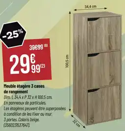 Bricorama Meuble étagère 3 cases de rangement offre