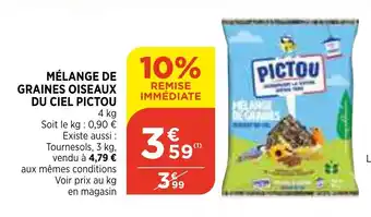 Bi1 Mélange De Graines Oiseaux Du Ciel Pictou offre