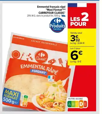 Carrefour Emmental Francais Rapé "Maxi Format Carrefour Classic' offre