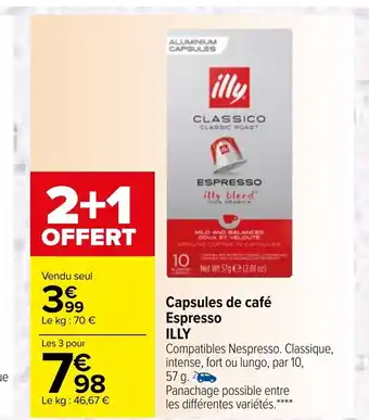 Carrefour Capsules De Café Espresso Illy offre