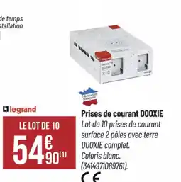 Bricorama DOOXIE Prises de courant DOOXIE Lot de 10 prises de courant surface 2 pôles avec terre offre