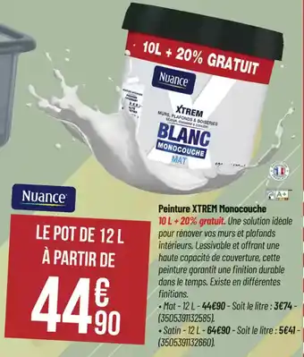 Bricorama NUANCE Peinture xtrem monocouche offre